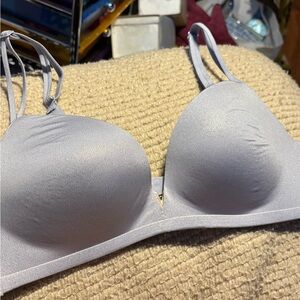 Victoria's Secret Elegant Gray Shimmer Wireless Plunge Bra Sz 34B.  NWT!